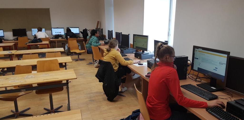 Die Schüler:innen beim theoretischen Teil, der online absolviert wurde.